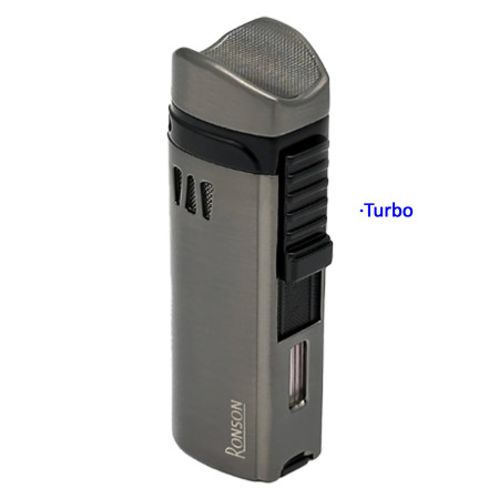Encendedor turbo triple llama Ronson Mistral plata c/ cortapuros