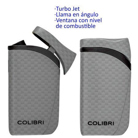 Encendedor turbo jet COLIBRI Falcon II plata llama en ángulo con...