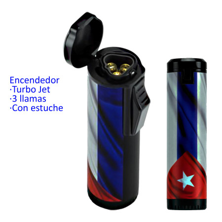 Encendedor turbo jet flame  COOL Cuba 3 llamas en caja individual
