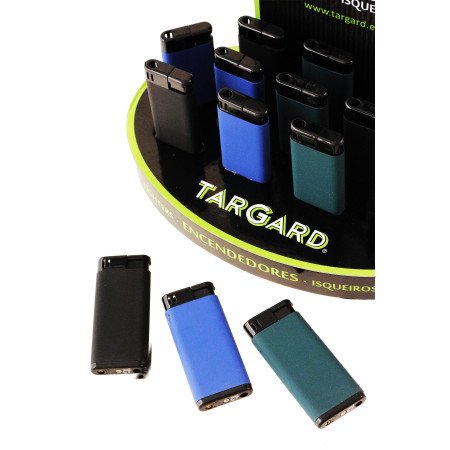 Expositor con 12 encendedores piezo antideslizantes en colores surtidos