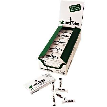 Expositor con 25 estuches de 10 filtros de Ø8 mm ActiTube para cachimba