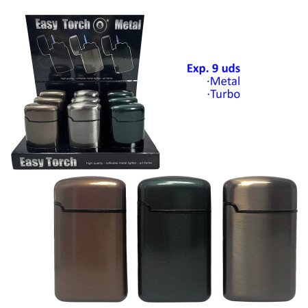 Expositor 9 encendedores turbo jet Easy Torch 8 metal dark 3