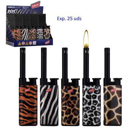 Expositor con 25 encendedores piezo Prof Animal fur