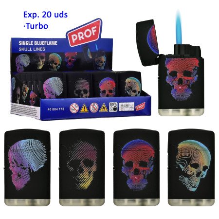 Expositor con 20 encendedores jet flame Prof Skull lines