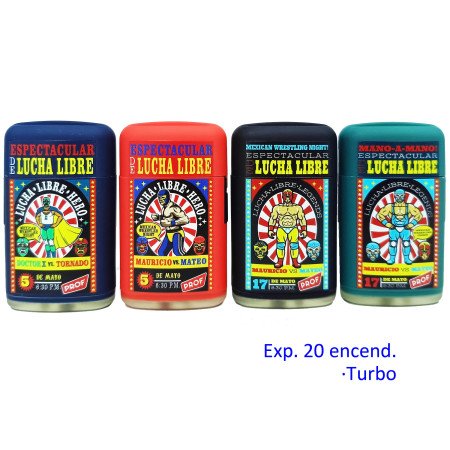 Expositor con 20 encendedores turbo Prof Lucha libre