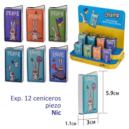 Expositor con 12 encendedores piezo Champ Nic