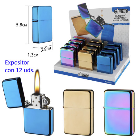 Expositor con 12 encendedores piedra Champ Rainbow