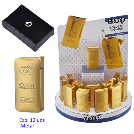 Expositor con 12 encendedores piezo Champ Gold