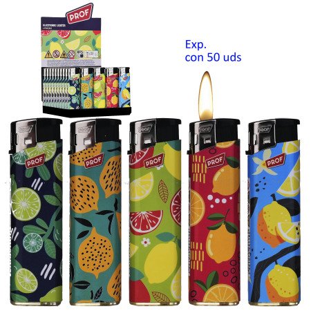 Expositor con 50 encendedores piezo Prof Lemons