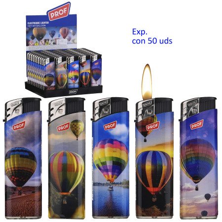 Expositor con 50 encendedores piezo Prof Air balloon