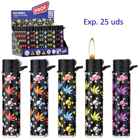 Expositor con 25 encendedores piedra Prof  color leave