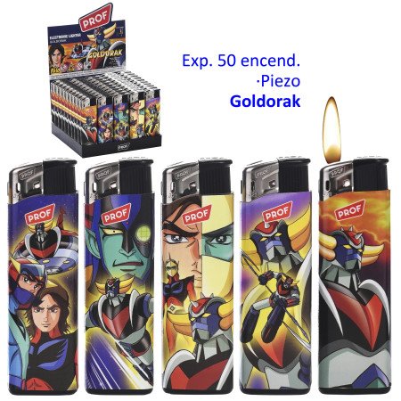Expositor con 50 encendedores piezo Prof Goldorak