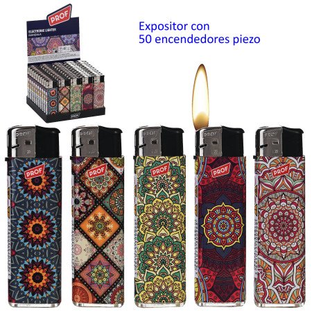 Expositor con 50 encendedores piezo Prof Mandala