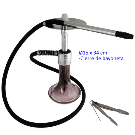 34 cm Shisha de aluminio con base de cristal