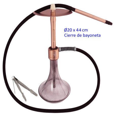 44 cm Shisha de aluminio oro rosa con base de cristal