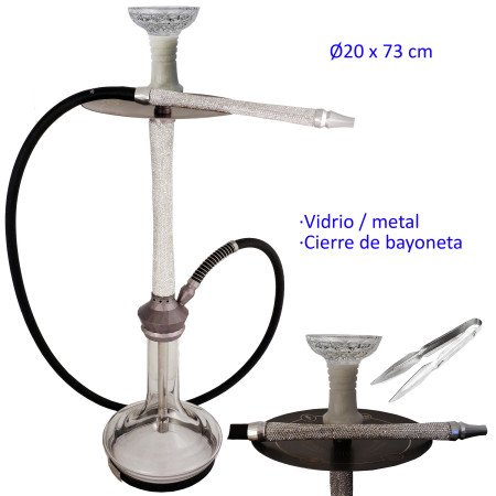 73 cm Shisha blanca de aluminio con base de cristal
