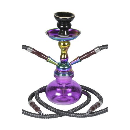 25 cm. Shisha Rainbow cristal púrpura y cuerpo iridiscente, con 2...
