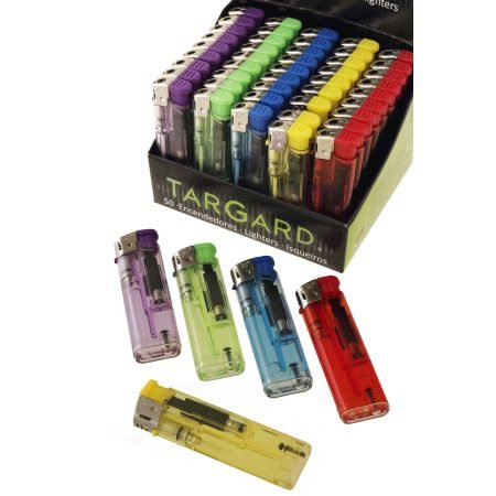 SLIM piezo recargables transparentes TG Exp. con 50 encendedores