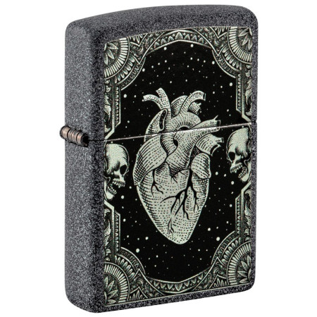 ENCENDEDOR ZIPPO SKULLS HEART DESIGN