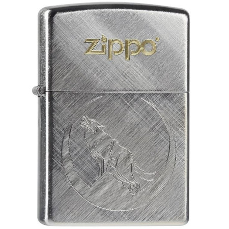 ENCENDEDOR ZIPPO WOLF STAINLESS STEEL
