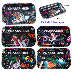 Pack con 5 bandejas para liar champ high  27,5 x 17,5 cm. disenos...