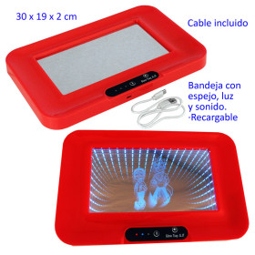 Bandeja para liar 30 x 19 cm con espejo, luz y sonido, recargable
