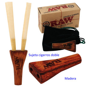 Raw sujeta cigarros de madera doble
