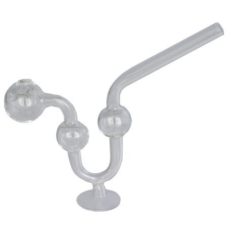 14 cm pipa de cristal transparente con soporte