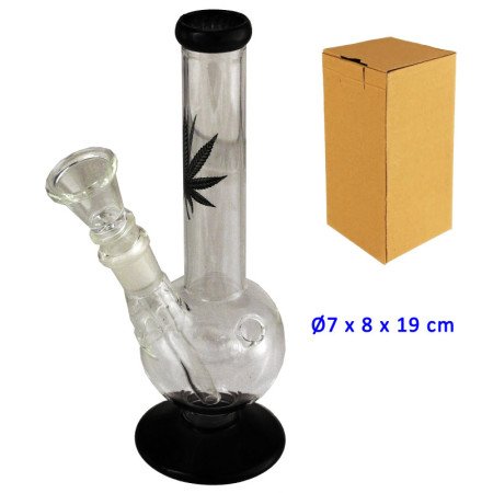 19 cm. Bong de cristal negro