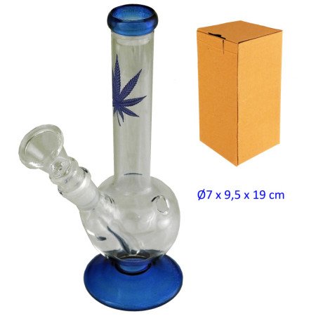 19 cm. Bong de cristal azul