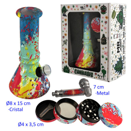 Set con bong, grinder y pipa