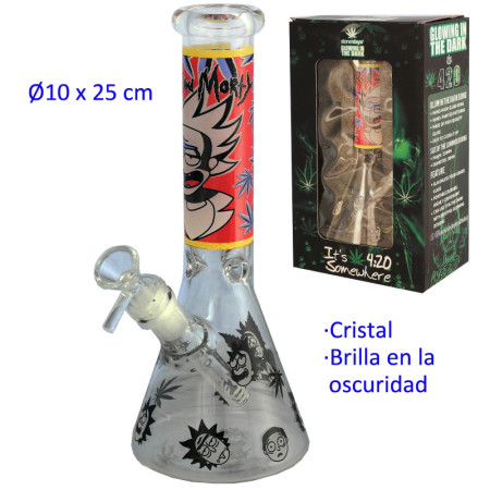 25 cm Bong de cristal brilla en la oscuridad