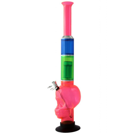 48 cm. Bong acrÃ­lico Â«CalaveraÂ» rojo