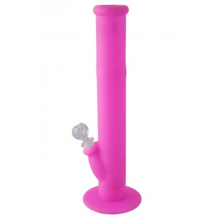 Ã11 x 36 cm. cm. Bong pÃºrpura de silicona mÃ©dica con pipeta de cristal.