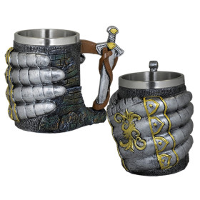 12,5  cm.  Taza  ornamentación  resina/acero  Tole10  Armadura  cotas