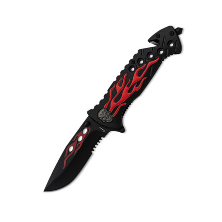 8,5  cm.  Navaja  Albainox  aluminio  roja  con  sierra