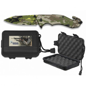 8,5  cm  hoja  Navaja  ALBAINOX  Camo  verde  c/caja  ABS