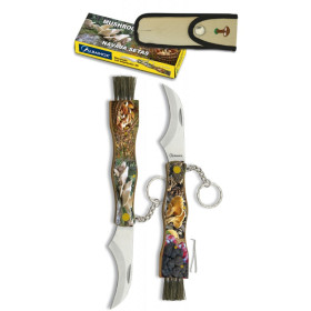 7,5  cm  Navaja  ALBAINOX  para  setas  con  mango  de  madera  decorada