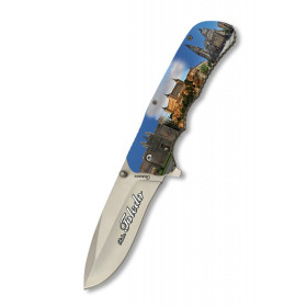 9  cm  Navaja  ALBAINOX  impresa  3D  TOLEDO  con  mango  de  aluminio/madera  y...