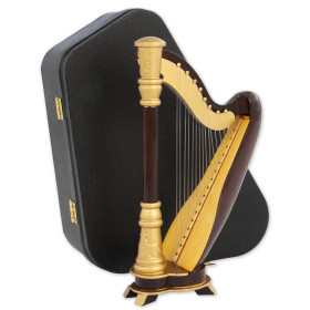 Arpa  decorativa  miniatura  en  madera.  Con  estuche