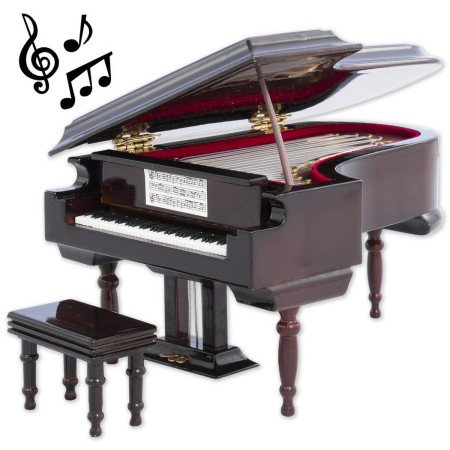 Piano  de  cola  decorativo  miniatura  en  madera.  Con  caja  de  música