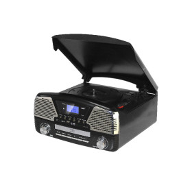 Radio  digital  RETRO  negra  AM-FM,  con  tocadiscos/USB/SD  y  lector  Cd´s