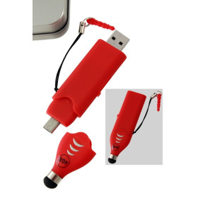 USB  4  Gb  +  puntero  táctil  +  micro  puerto  para  Android  3  en  1  rojo  en...