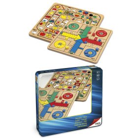 Parchís  -  Oca  de  Madera  en  caja  de  metal