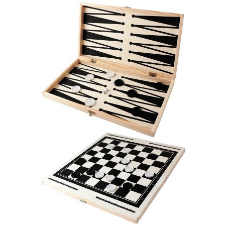 Juego  plegable  2  en  1  en  madera  (Damas  y  backgammon)