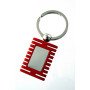 Llavero  metal  rectangular  borde  rojo  con  estuche  origen