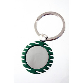 Llavero  metal  redondo  borde  verde  con  estuche  de  origen