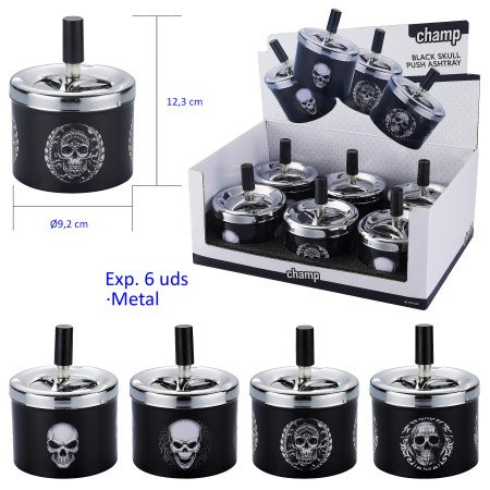 Expositor  con  6  ceniceros  automáticos  Champ  black  skull