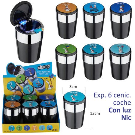 Expositor  con  6  ceniceros  coche  con  led  Champ  Nic