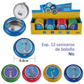 Expositor  con  12  ceniceros  bolsillo  Champ  Nic